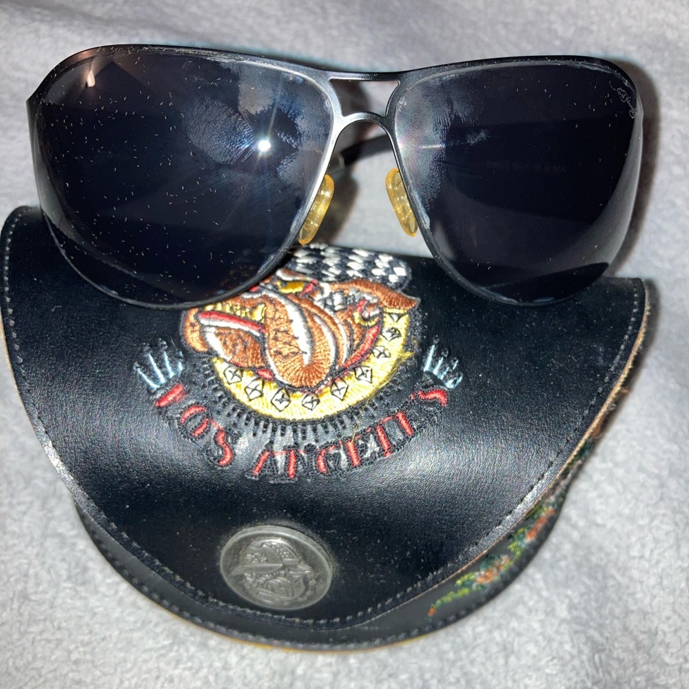 Ed Hardy Black Aviator Sunglasses